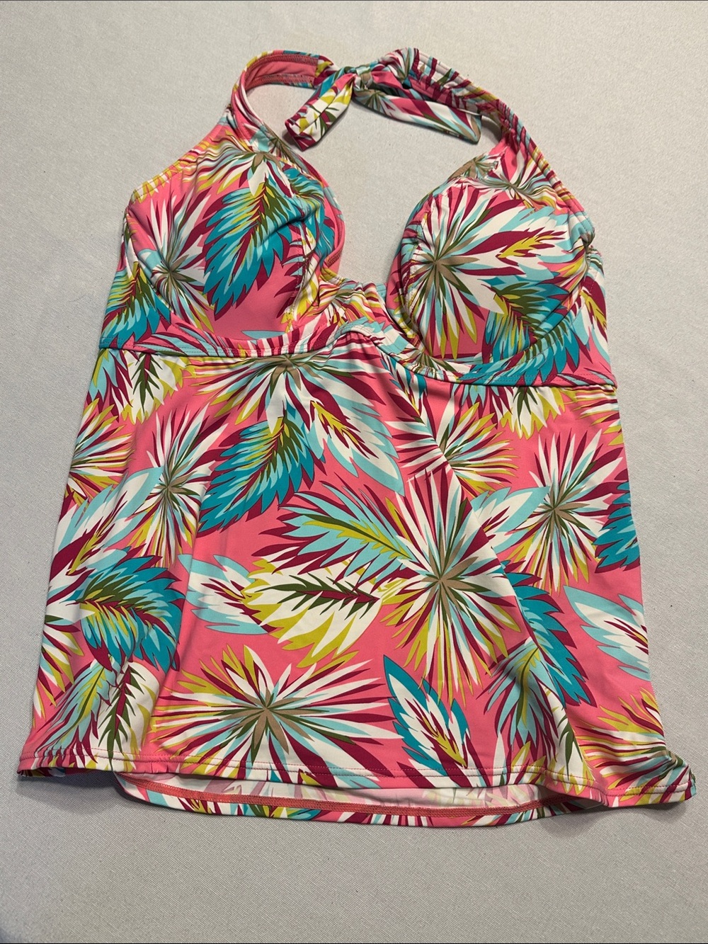 Sunsets Tropical Print Halter Tankini Top